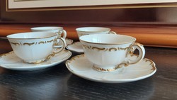 Zsolnay porcelain coffee set, gold stafir, shield seal