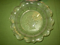 Virágkosaras nyomott mintás üveg tál tányér hibátlan 26 cm.