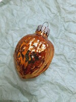 Old glass Christmas tree ornament, walnut, 6 cm