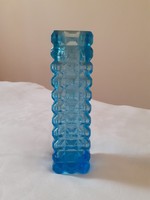 Vastag falú, kék üveg váza  (17 cm)