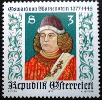 A1541 / austria 1977 oswald von wolkenstein stamp postal clerk