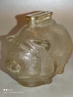 Anghor Hocking a kis préselt üveg malac persely írva de pengetartó borbély kellék jelzett eredeti