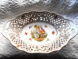 Porcelain serving bowl with openwork border 26 cm x 17 cm