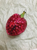 Old glass Christmas tree ornament, large strawberry, strawberry, 7 cm