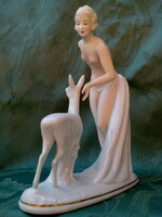 Schaubach porcelain girl with a fawn