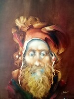 NoNo kortárs festmény, "manó" portré, 50 cm x 40 cm