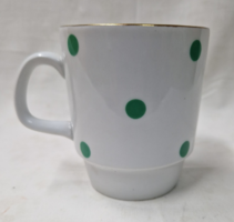 Alföldi porcelain factory skirted green polka dot mug in perfect condition 9.5 cm.