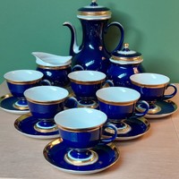 Extrém ritka gyűjtői Szász Endre Hollóházi  kobalt kék kávés készlet  kísérleti darabok