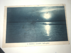 Leszálló hidroplán a Balatonon képeslap