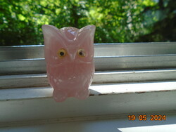 Hand carved rose quartz owl