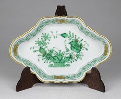1R409 old green Indian basket pattern Herend porcelain ashtray bowl