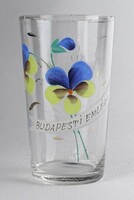 1R406 Antik festett fújt üveg pohár emlékpohár BUDAPEST 11 cm