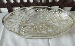 Díszes öntött üveg ovális tál