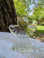 Vintage üveg gyertyatartó angyal