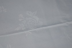 Large white damask tablecloth with rose pattern