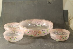 Antique hand-painted glass compote set 325