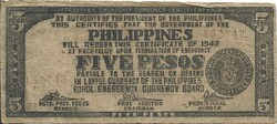 5 peso pesos 1942 Fülöp szigetek katonai