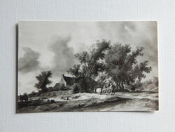 Képeslap, repro - Salomon van Ruysdael: Eső után