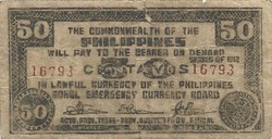50 centavos 1942 Fülöp szigetek Bohol katonai 2.