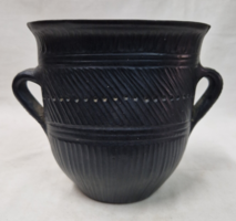 Rare form marked Karcag clay industry black ceramic bowl 15 cm.