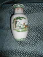 Chinese landscape and animal scene vase 17 cm