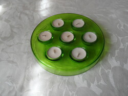 Green painted glass candleholder bowl