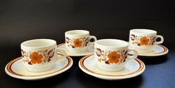Alföldi showcase 4 coffee cups with uniset panni brown floral pattern bottom