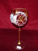Kristályüveg boros pohár, 60. születésnapra. Kézi festésű, 21 cm magas. Vanneki!