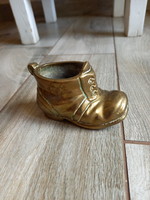 Wonderful old copper shoe sculpture (pencil holder, 10.5x5x6.5 cm)