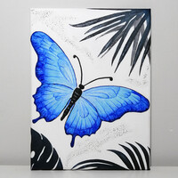 3D texturált pillangós, kézzel készített, kézzel festett  vászon festmény, vászonkép