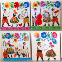 4 Pcs ceramic tile image - folk motif coaster 9.3 Cm