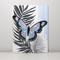 3D texturált pillangós, kézzel készített, kézzel festett vászon festmény, vászonkép