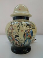 Art deco style, oriental, geisha patterned porcelain scented lamp