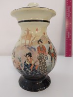 Art deco-style, oriental-patterned geisha Japanese umbrella with scented lamp