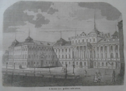 D203376 A budai királyi palota udvartere (Buda) - eredeti  fametszet  egy 1866-os újságból