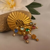 Gold-plated zircon brooch 5 cm