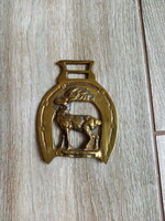 Nice old copper horse tool ornament (deer, 9.5x7.3 cm)
