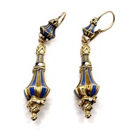 0139. Biedermeier gold earrings with enamel