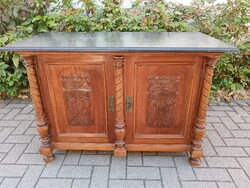 Secession motif pewter sideboard with marble top