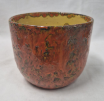 Tófej, industrial art, retro, glazed, ceramic pot, in perfect condition 13 cm.