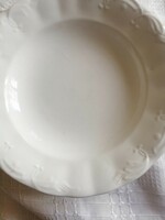 White granite soup plate with tendril pattern