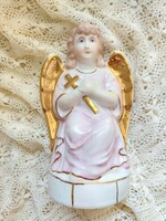 Golden-winged angel with a cross Hungarian carriage handpainted 16 cm