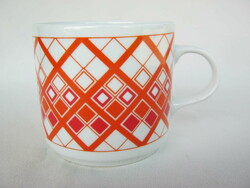 Alföldi porcelain mug with an orange cube pattern