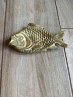 Mesés régi hal formájú réz gyűrűtartó tálka (14,5x8x2,2 cm)