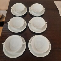 6 db Fehér Herendi porcelán leveses csésze + alj