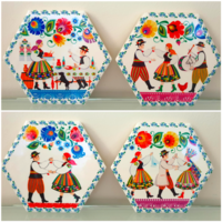 4 Pcs ceramic tile image - folk motif coaster 9.5 Cm