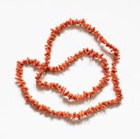 Pale red coral necklace - neck blue, jewelry (56 cm)