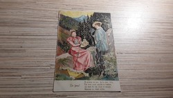 Antik romantikus dombornyomott képeslap.