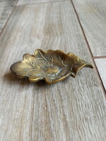 Wonderful old copper leaf-shaped ring holder bowl (9.5x5x1.8 cm)