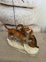 Royal dux Czech porcelain hunting dog pair a78
